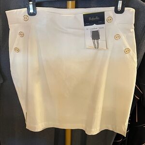Rafaella Cream Mini Skort with Decorative Buttons